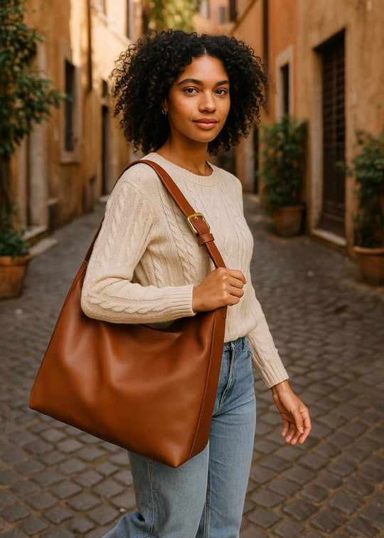Borsa in pelle Julia + 1 pochette gratuita