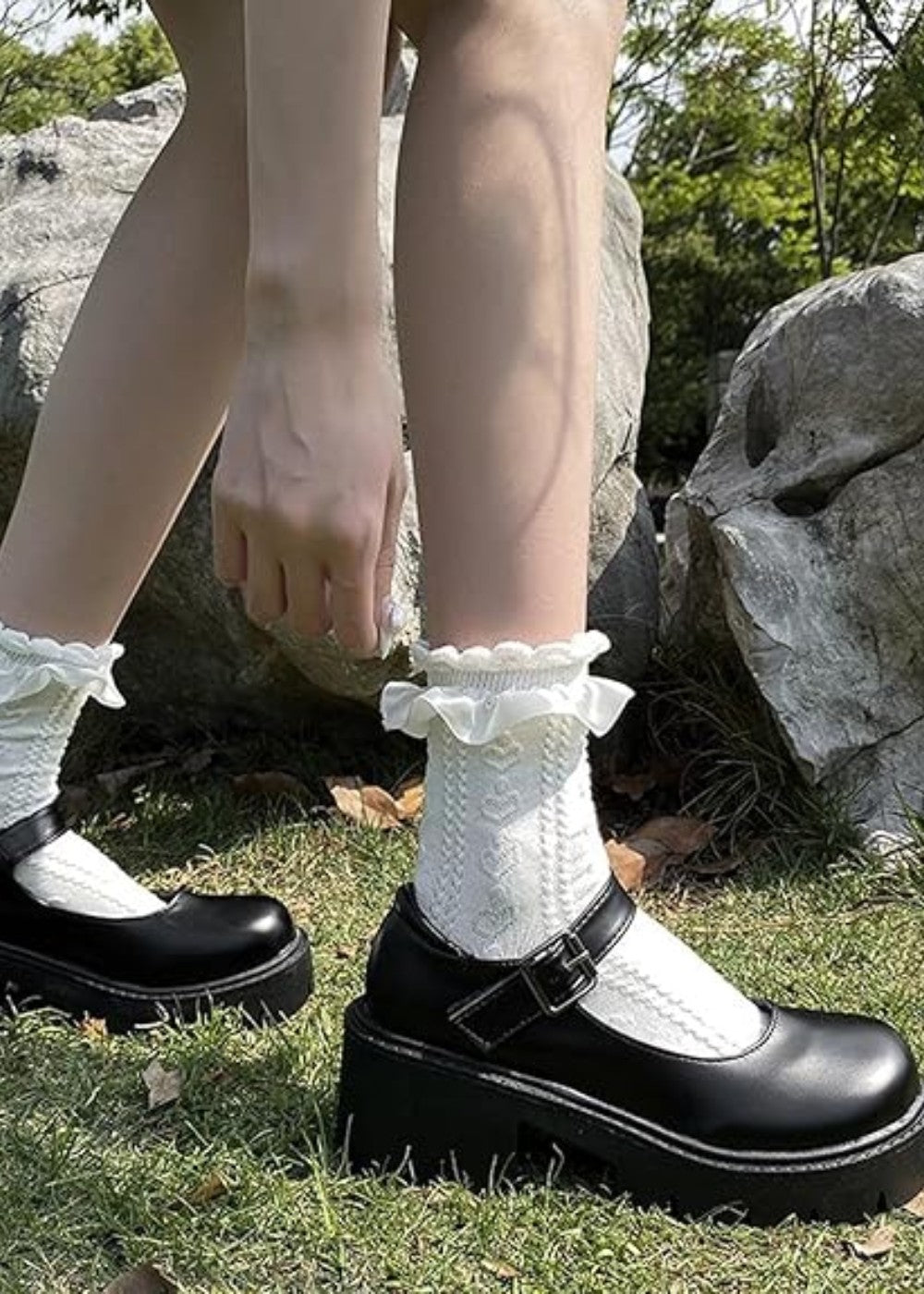Bonnie - Oxfords Scarpe con Tacco in Pelle Verniciata Nera Stivaletti
